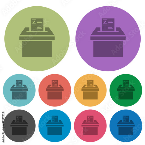 Voting paper and ballot box solid color darker flat icons