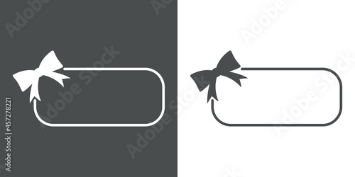 Banner con marco cuadrado con lazo en fondo gris y fondo blanco