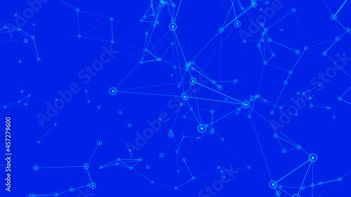 Digital abstract Network of lines and connected dots. 3d render. Technology blue background