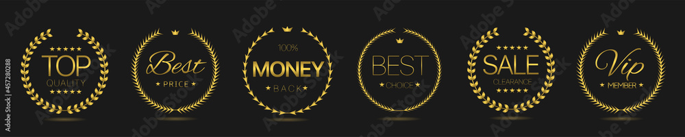 Fototapeta premium Top quality Golden laurel wreath label set