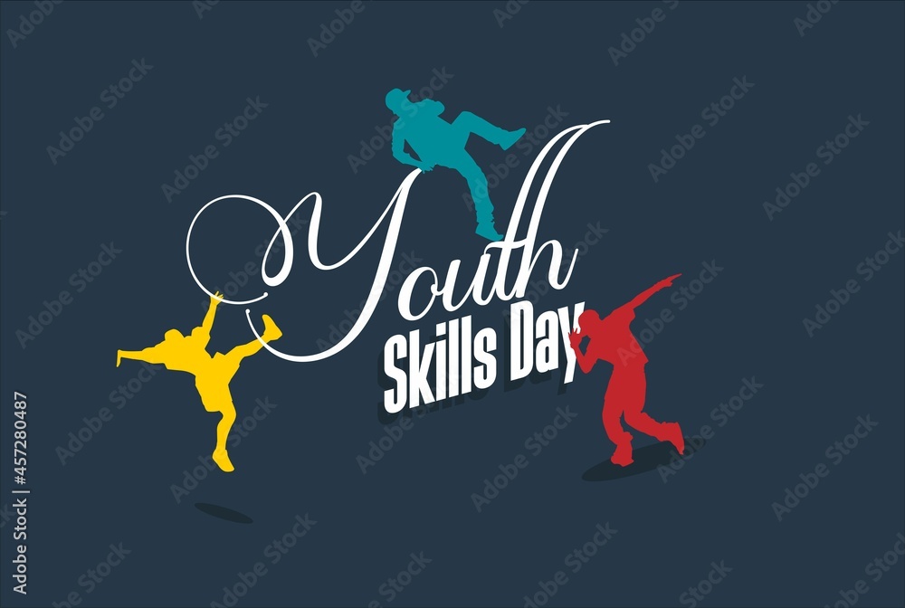 World Youth Skills Day. Holiday concept. Template for background, banner, card, poster with text inscription. Vector EPS10 illustration World Youth Skills Day. Holiday concept. Template for background, banner, card, poster with text inscription. Vector EPS10 illustration