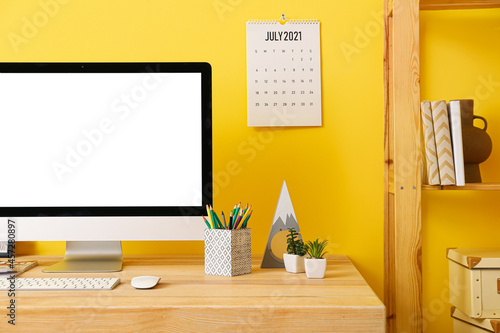 Modern workplace with compu...