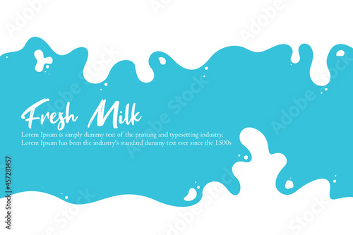 Modern poster fresh milk on blue background ,  vector and flat illustration milk background