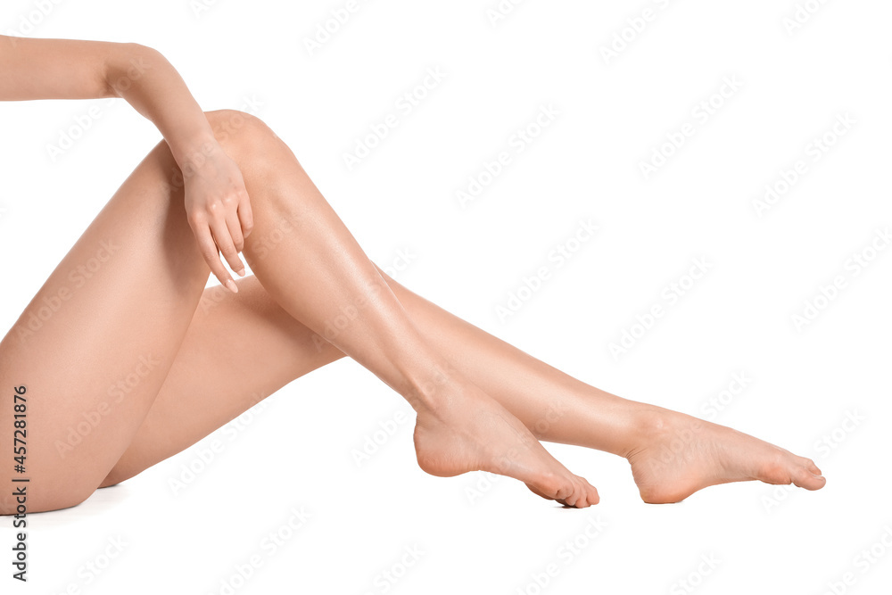 Legs of beautiful woman on white background Legs of beautiful woman on white background