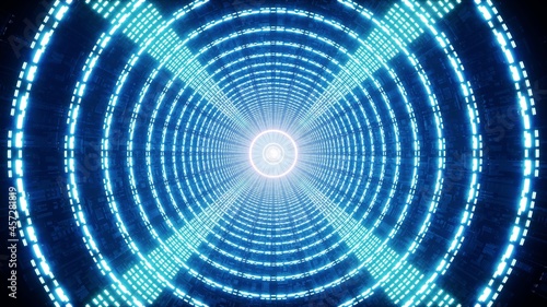 Glowing Sci Fi Technology Portal Tunnel 3d