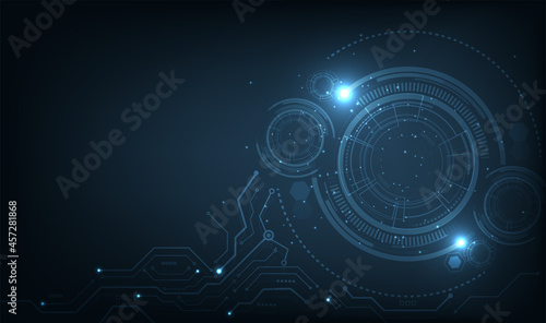 Dark blue Circle Light Abstract technology background.Graphic website internet.Futuristic digital innovation background vector illustration.
