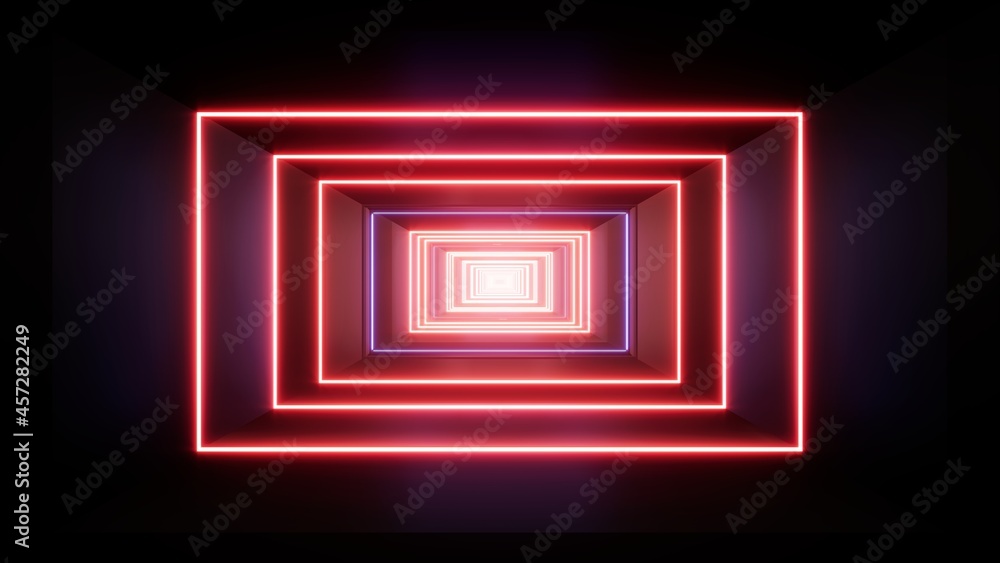 Rectangular Red and Blue Colored Light Room 3D Rendering Rectangular Red and Blue Colored Light Room 3D Rendering