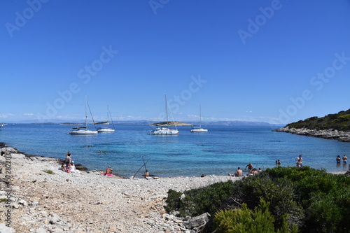 Fototapeta Naklejka Na Ścianę i Meble -  Budikovac island, Blue Lagoon, sea, Croatia, Vacation, Leisure, Swimming, Sailing,