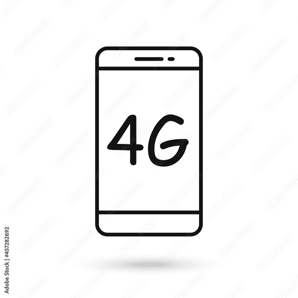 Mobile phone flat design icon with 4g communication technology symbol Mobile phone flat design icon with 4g communication technology symbol