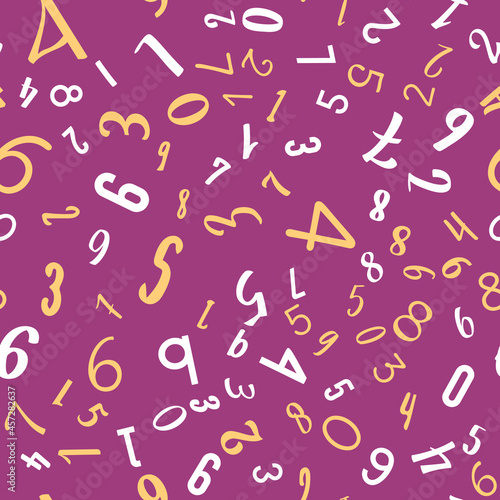 Different numbers, education, school concept. Seamless vector EPS 10 pattern. Flat style