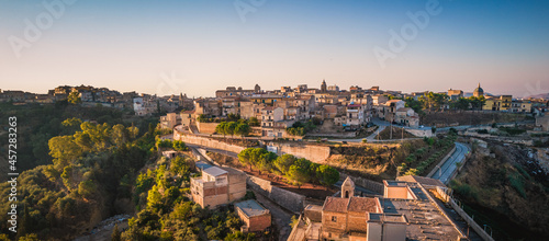 Fantastic View of Mazzarino at Sunrise, Caltanissetta, Sicily, Italy, Europe