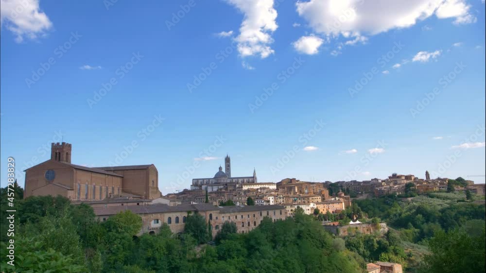 beautiful view of the Siena Medieval City, time lapse in a cloudy summer day beautiful view of the Siena Medieval City, time lapse in a cloudy summer day