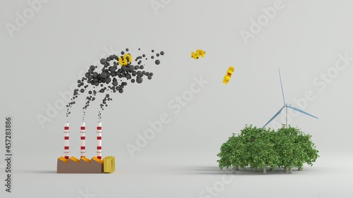 Carbon tax and carbon neutral, carbon dioxide emitted from fossil fuels is neutralized with renewable energy.