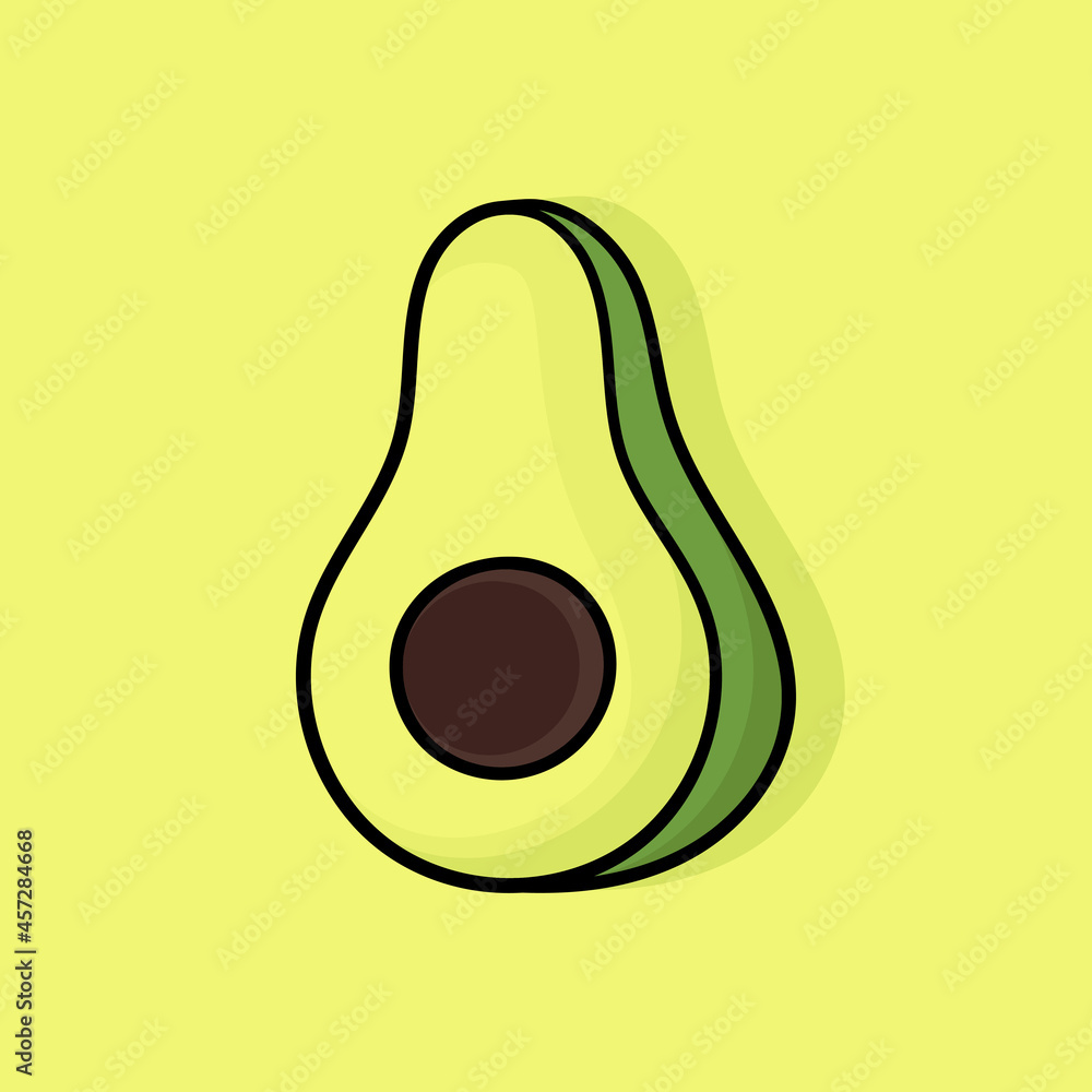 hand drawn illustration of avocado in bright and fresh green color hand drawn illustration of avocado in bright and fresh green color