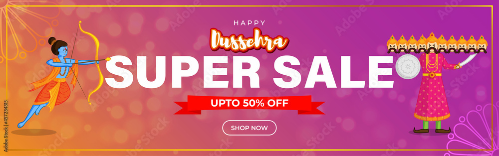 custom made wallpaper toronto digitalVector illustration of Dussehra Big Sale banner, up to 50% off, Indian festival offer