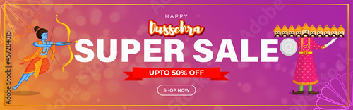 Wallpaper Mural Vector illustration of Dussehra Big Sale banner, up to 50% off, Indian festival offer Torontodigital.ca
