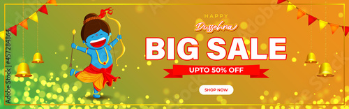Vector illustration of Dussehra Big Sale banner, up to 50% off, Indian festival offer