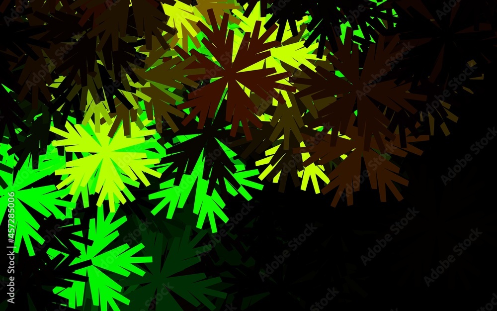 Dark Green vector doodle background with flowers. Dark Green vector doodle background with flowers.