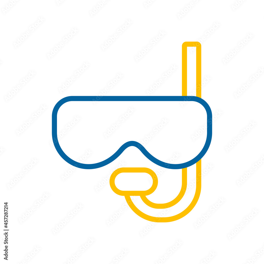 Diving mask with snorkel flat vector icon Diving mask with snorkel flat vector icon