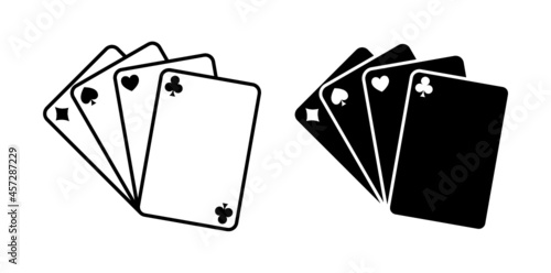 Vector set of icons for playing cards. Vector illustration symbols isolated on white background. 