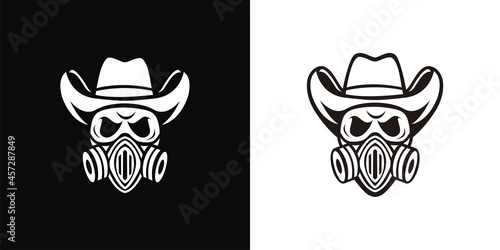 Skull cowboy silhouette logo wearing mask