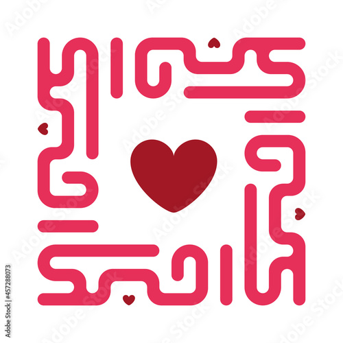 Modern arabic kufic calligraphy as border like ornament based on phrase I Love You in Arabic isolated on white background. Vector illustration