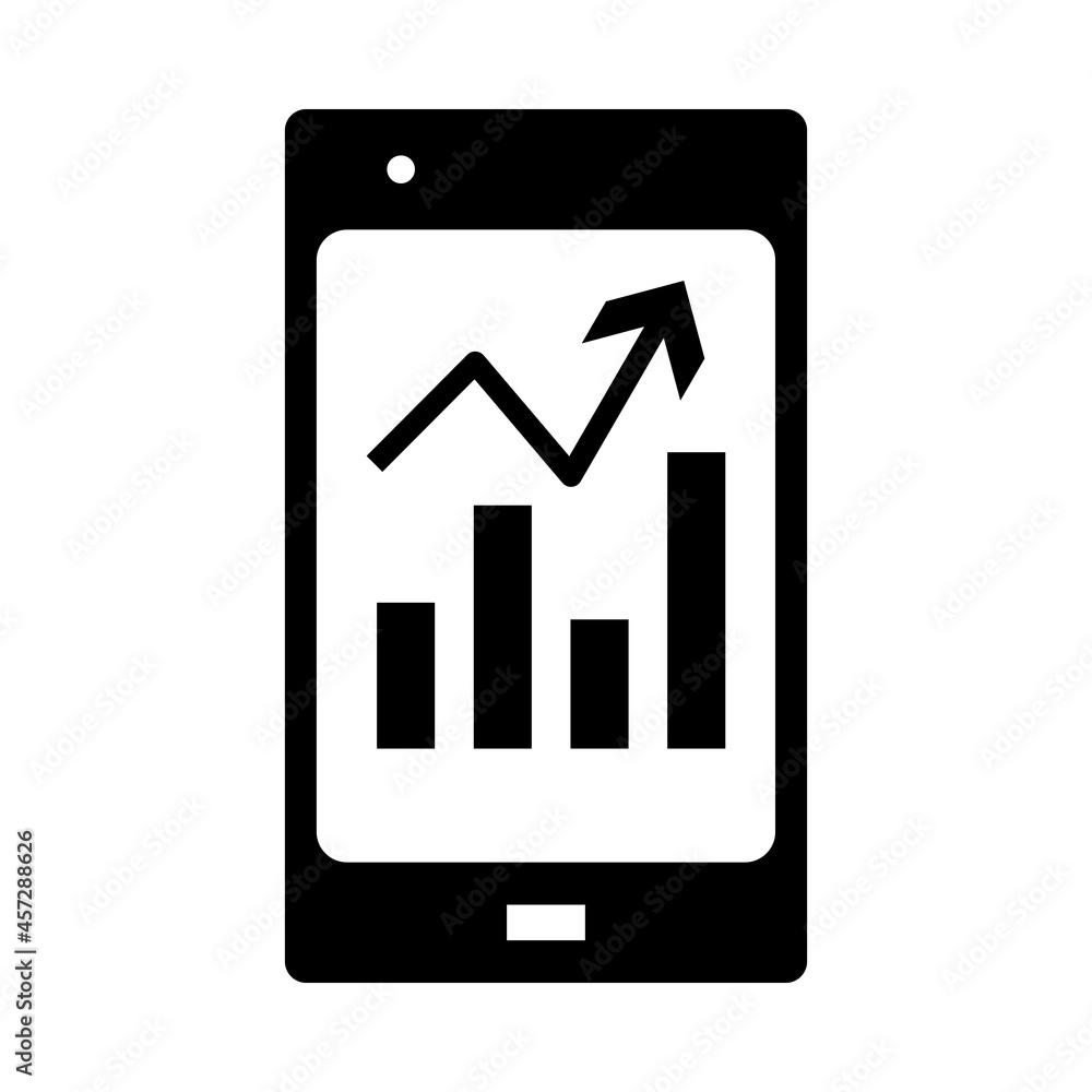 Smartphone With Analytics Diagram Icon Smartphone With Analytics Diagram Icon