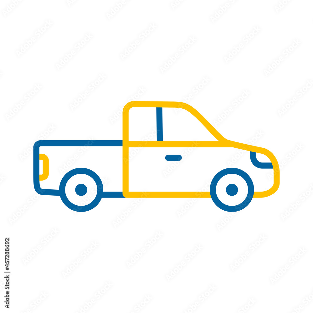 Pickup car flat vector icon isolated