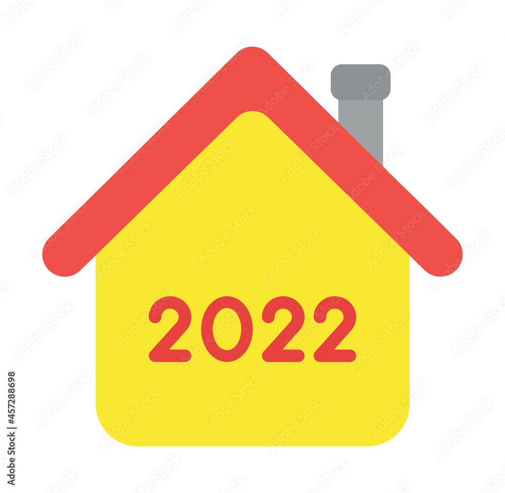 New year vector concept, single family house with 2022 New year vector concept, single family house with 2022