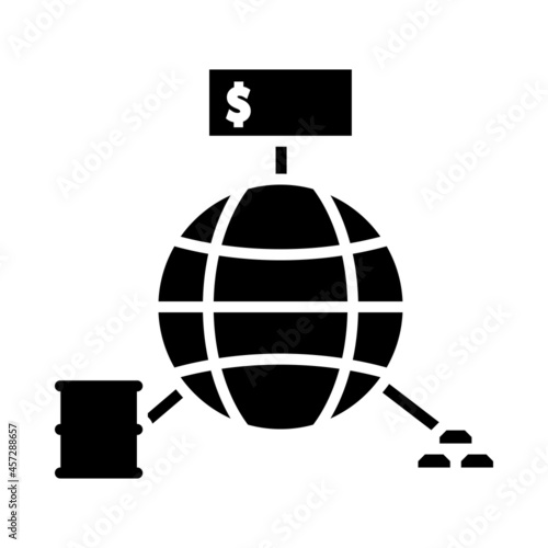 Oil  Dollar And Gold With Planet Concept Icon