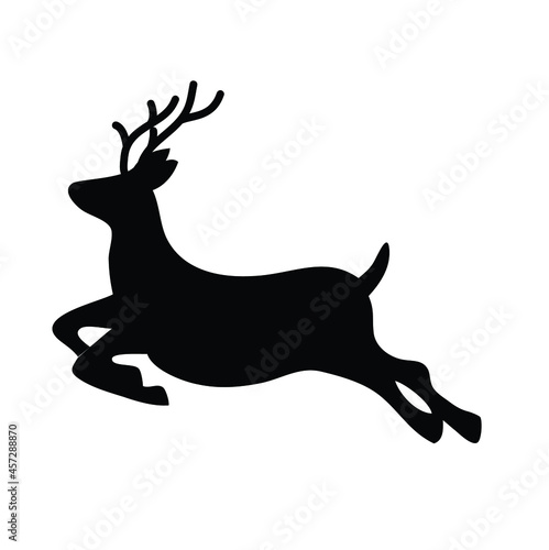Reindeer vector illustration isolated on white background. Christmas reindeer, black silhouette on white background