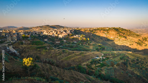 Fantastic View of Mazzarino at Sunrise, Caltanissetta, Sicily, Italy, Europe