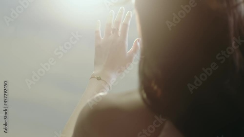 Wallpaper Mural rear view of Asian beauty standing with long hair flying in wind Torontodigital.ca