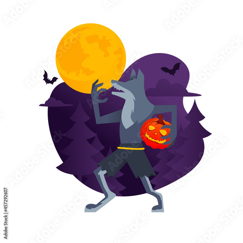 Halloween cartoon character simple flat colorful design, witch, dracula, warewolf, zombie, frankenstein, reaper