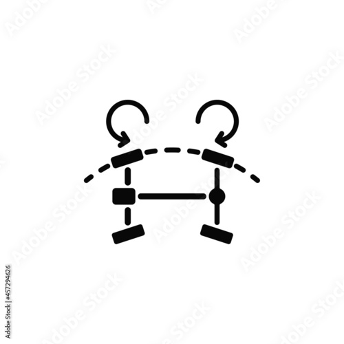 Four wheel steering system black glyph icon. Innovative feature for modern car. Vehicle stability. Providing smooth driving experience. Silhouette symbol on white space. Vector isolated illustration