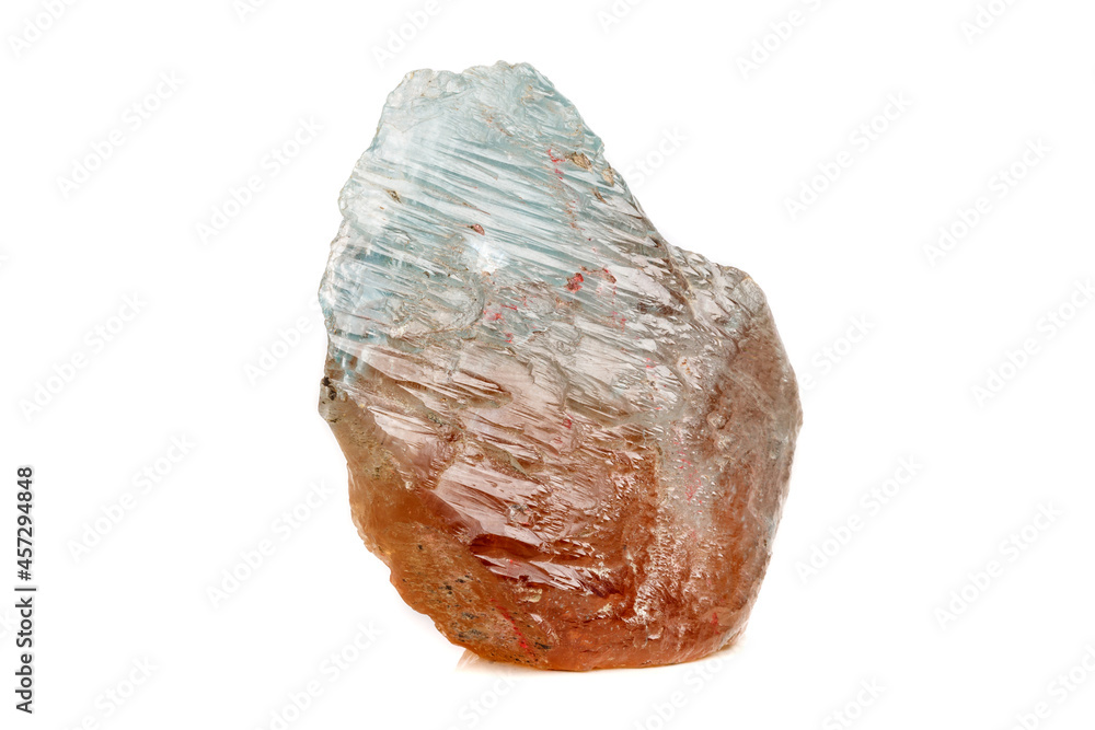 Macro mineral stone Topaz on a white background