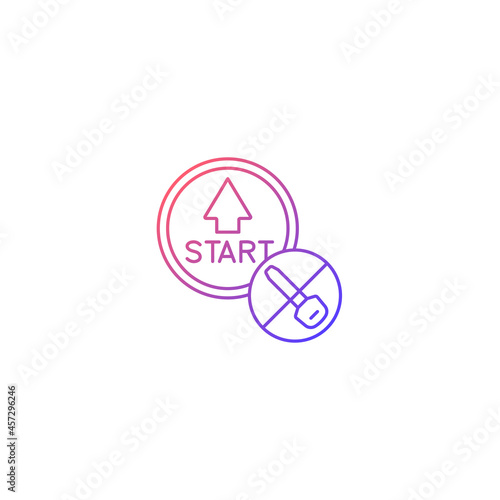 Push button start gradient linear vector icon. Keyless ignition technology. Vehicle with remote starter. Smart key. Thin line color symbol. Modern style pictogram. Vector isolated outline drawing