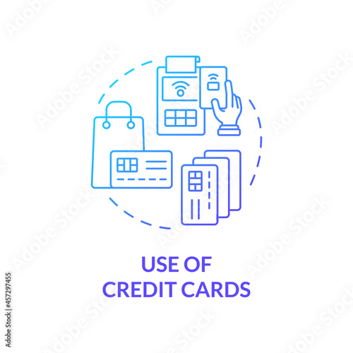 Credit card using blue gradient concept icon. Excessive purchasing lead to drudgery and stress. Financial loans abstract idea thin line illustration. Vector isolated outline color drawing