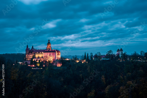 Panoramic view of F  rstenstein Castle   Ksi     Castle   in Poland.
