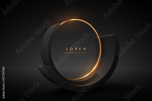 Black and gold circle geometric shapes background