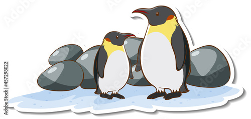 Two penguins cartoon character sticker