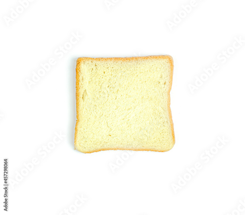 Image flat lay isolated a slice of bread bakery is food breakfast bake sliced on white background.