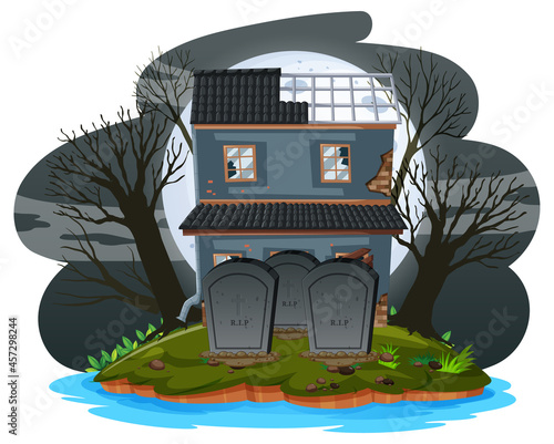 Halloween abandoned house at night