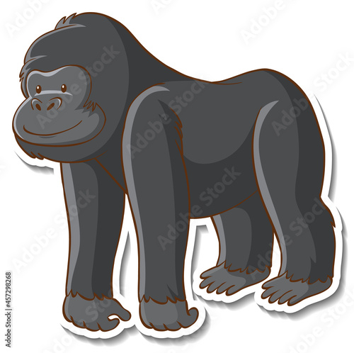 Sticker design with a gorilla isolated
