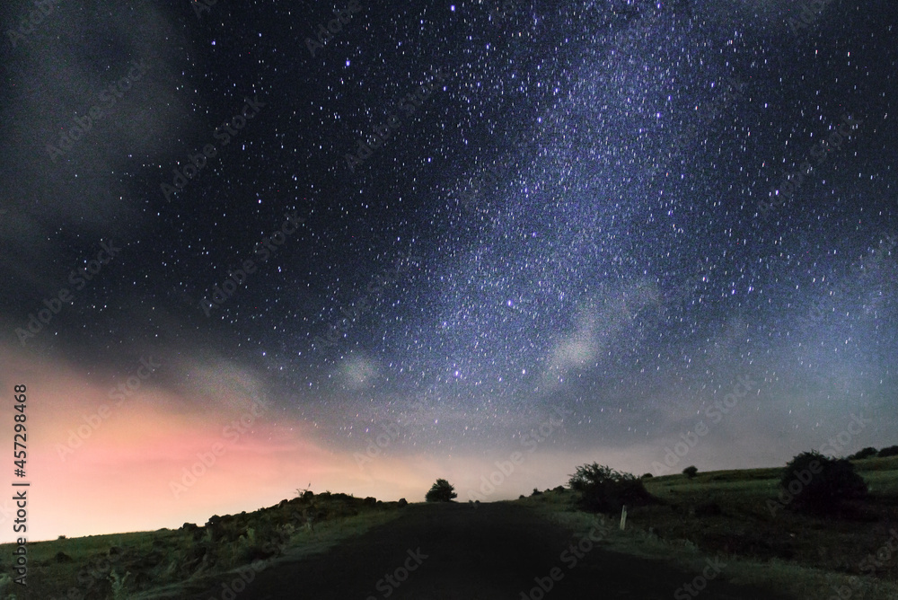 Starry night sky.
Night Landscape.
Astro.