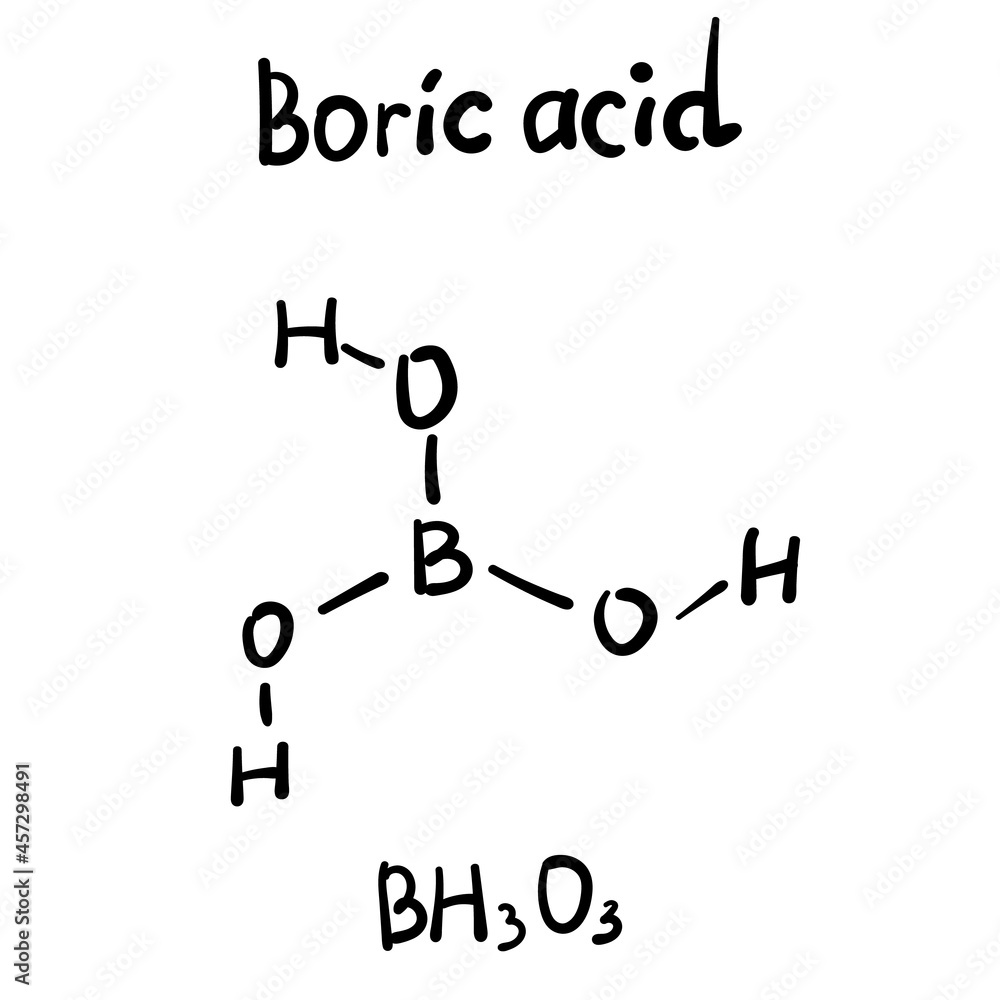 Boric Acid Molecule Formula Hand Drawn Imitation Boric Acid Molecule Formula Hand Drawn Imitation
