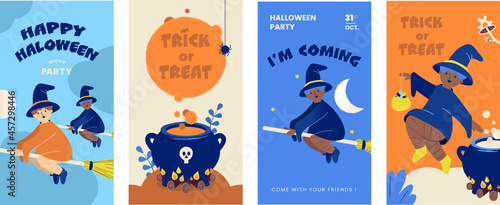 Modèle d'arrière-plan de bannière d'Halloween - stories - sorcières © studiopaquerette