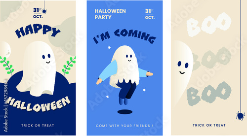 Modèle d'arrière-plan de bannière d'Halloween - stories - fantômes 