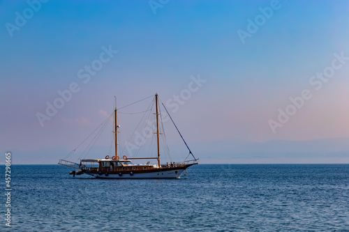 Sailing yacht in a sea