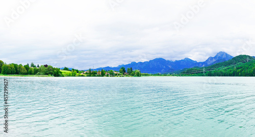 Weissensee near Füssen, Bavaria. View of the lake with the surrounding landscape.